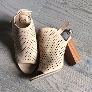 Open toe block heel booties
